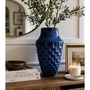 Textured Cobalt Blue Statement Vase